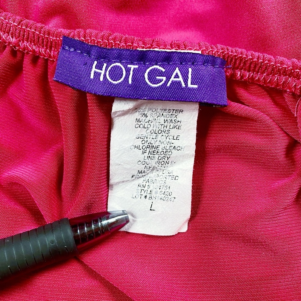 Vintage Y2K Hot Gal Fuchsia Pink Crossover Deep V Top Size Large - Picture 5 of 7
